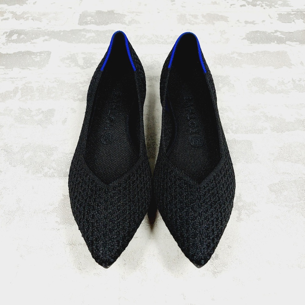 NEW Rothy's The Flat Black Knit Pointy Toe Slip On Loafers E316 - Picture 4 of 8